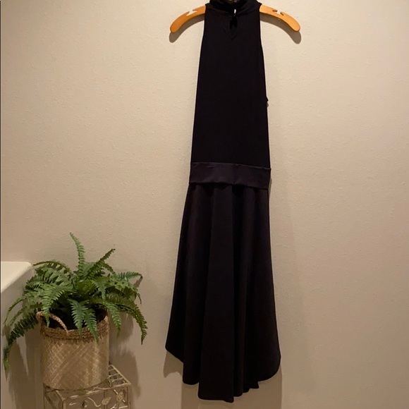 MILAN KISS Black Mock-Neck Tie-Waist Midi Dress - Picture 7 of 8